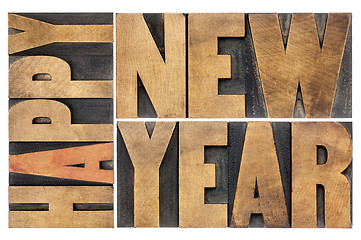 Image showing happy new year in wood type