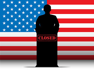 Image showing United States of America  Shutdown Closed Speech Tribune Silhoue