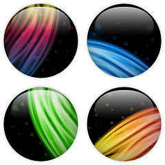 Image showing Glass Circle Button Colorful Neon Waves