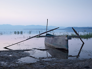 Image showing Fishing boat at dawn