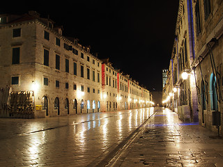 Image showing Dubrovnik, august 2013, Croatia, Stradun street at night