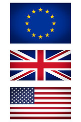 Image showing EU UK USA flag vignetted illustration