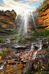 Image showing Waterfall, Lower Wentworth Falls, Blue Mountains Australia