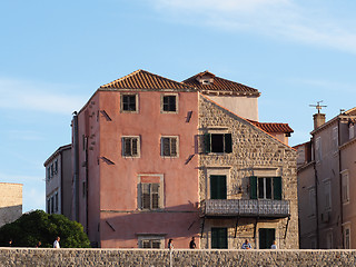 Image showing Dubrovnik, august 2013, fortified old town seen from the harbor