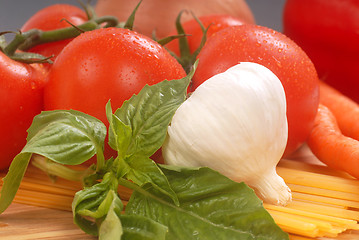 Image showing Fresh ingredients for spaghetti