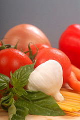Image showing Fresh ingredients for spaghetti