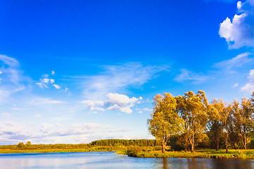 Image showing Landscape With River And Blue Sky