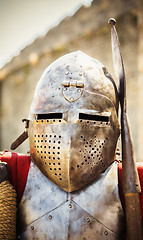 Image showing Medieval knight in helmet