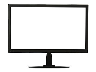 Image showing Black lcd monitor isolated on white background.