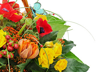 Image showing Fragment of colorful bouquet isolated on white background.