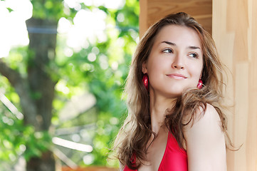 Image showing Outdoor fashion portrait of young girl.