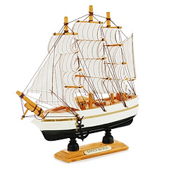 Image showing Old sailboat model isolated on white background.