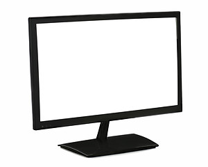 Image showing Black lcd monitor isolated on white background.