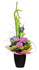 Image showing Floral bouquet of orchids, peon flowers and gladiolus arrangemen