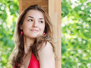 Image showing Outdoor fashion portrait of young girl.