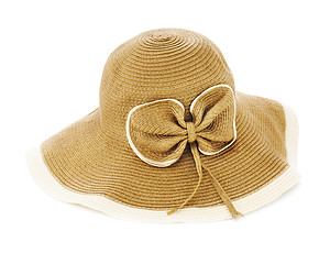 Image showing Beautiful summer hat isolated on white background.