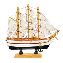 Image showing Old sailboat model isolated on white background.