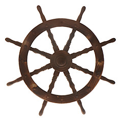 Image showing Old boat steering wheel isolated on white background.