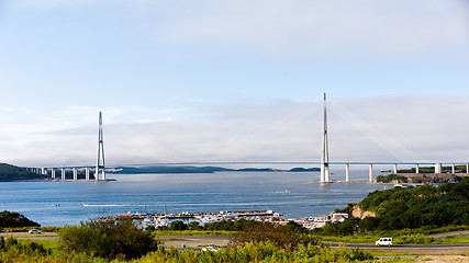 Image showing Longest cable-stayed bridge in the world in the Russian Vladivos