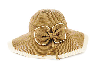 Image showing Beautiful summer hat isolated on white background.