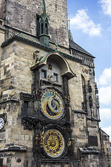 Image showing Clock tower in old town square of Prague 