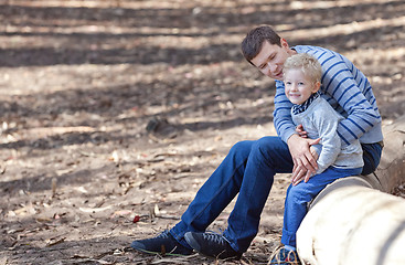 Image showing family in the woods