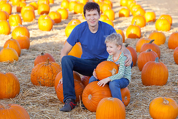 Image showing family at the pumpkin patch