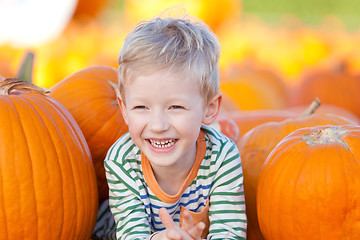 Image showing kid at pumpkin patch