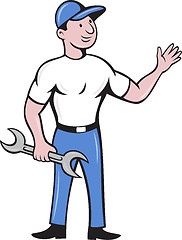 Image showing mechanic repairman spanner waving hand