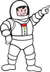 Image showing Cartoon Astronaut Standing Pointing