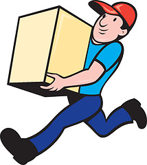 Image showing delivery person worker running delivering box