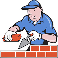 Image showing bricklayer mason at work