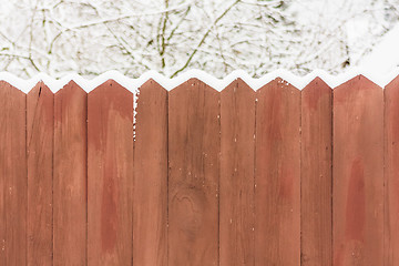 Image showing Old Wooden Fence In A Snow