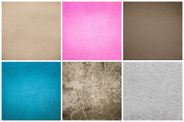 Image showing Old Vintage Papers Texture Set  (Blue, Pink, Grey, Brown)