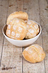 Image showing fresh baked buns in a bowl 