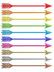 Image showing Set of colorful metallic arrows isolated on white 