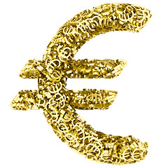 Image showing Big euro sign composed of many golden small euro signs on white