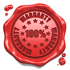 Image showing Warranty 100 Percent - Stamp on Red Wax Seal.