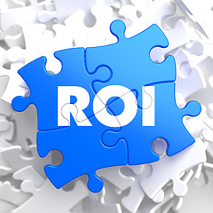 Image showing ROI on Blue Puzzle Pieces. Business Concept.