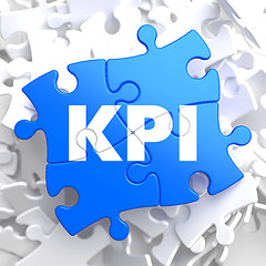 Image showing KPI on Blue Puzzle Pieces. Business Concept.