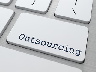 Image showing White Keyboard with Outsourcing Button.