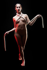 Image showing attractive naked woman with rope