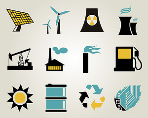 Image showing Electricity, power and energy icon set.