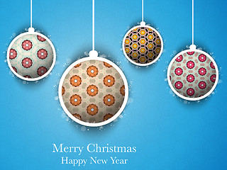 Image showing Merry Christmas Flower Balls with Retro Background