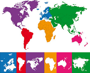 Image showing Colorful world map