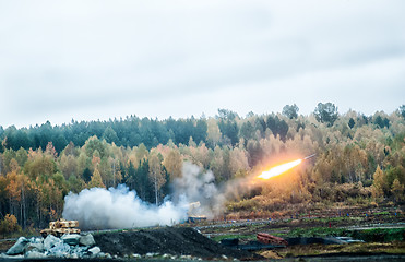 Image showing Rocket launch by TOS-1A system