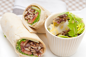 Image showing kafta shawarma chicken pita wrap roll sandwich