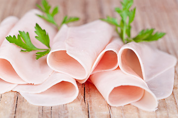 Image showing slices of ham with parsley 
