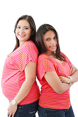 Image showing Beautiful hispanic pregnant woman with her daughter