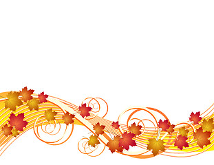 Image showing Flying autumn leaves background